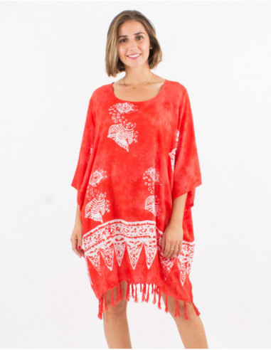 Rayon tunic with fringes