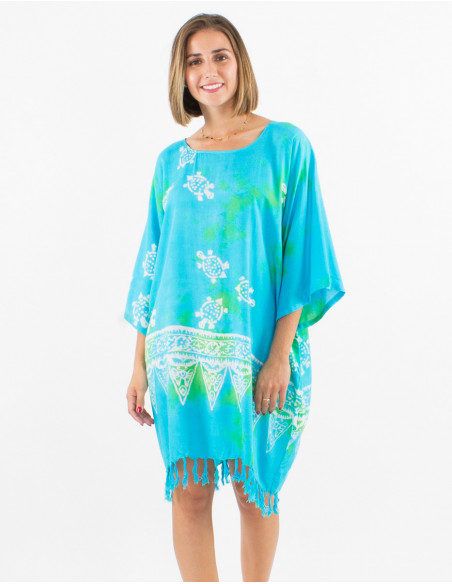 Rayon tunic with fringes