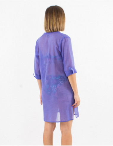 Chemise transparente pour la plage unie fluide violet