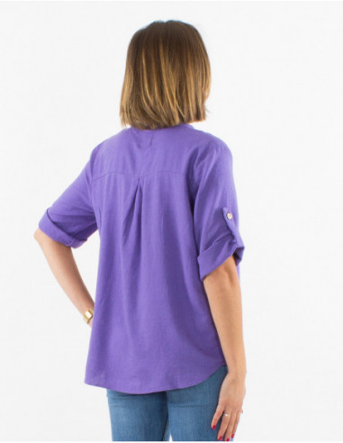 Blouse chic avec plis sur la poitrine basique lavande