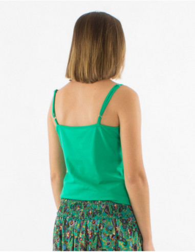 Small basic green tank top for women