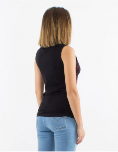 Débardeur sans manches pour femme à motif ethnique rosaces