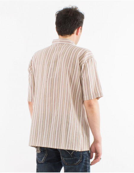 Summer straight shirt for men in Nepalese cotton stripes