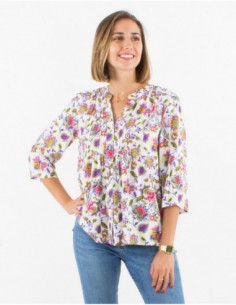 Fluid and comfortable blouse with 3/4 sleeves in a chic floral pattern 2