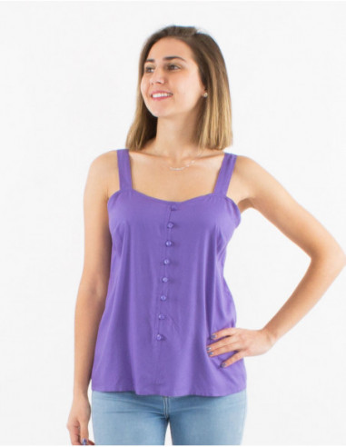 Lightweight summer top with wide straps for women in a basic lavander