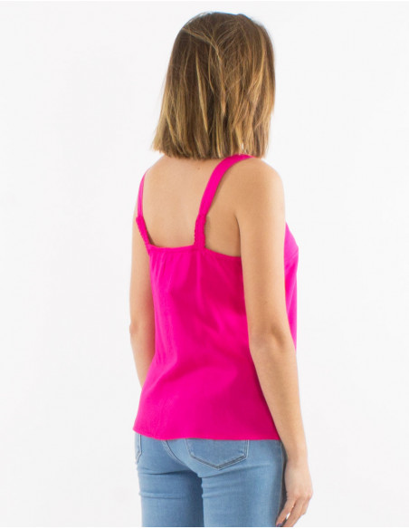 Lightweight summer top with wide straps for women in a basic pink