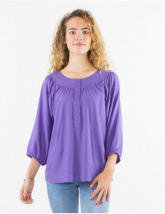 Blouse fluide pour le printemps légère unie basique femme