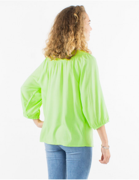 Blouse fluide pour le printemps légère unie basique vert anis