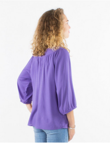 Blouse fluide pour le printemps légère unie basique lavande