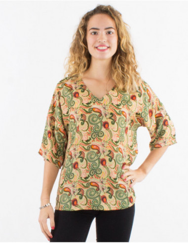 Women's original beige paisley blouse ideal for summer 2023