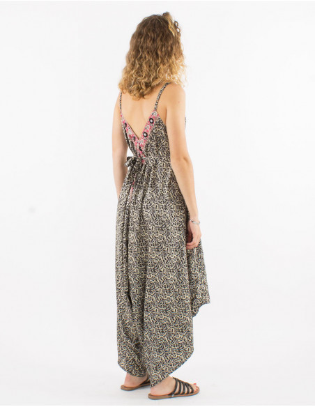 Beige baba cool floral jumpsuit with thin straps