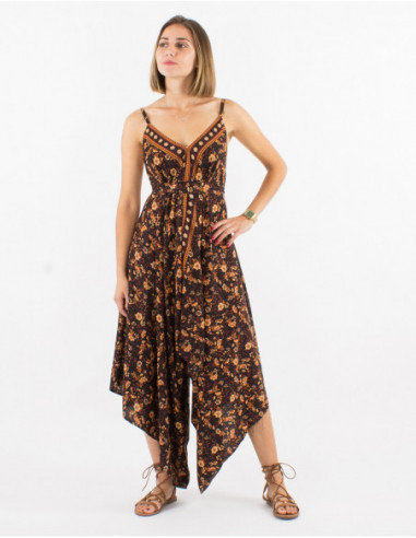 Baba cool loose jumpsuit with small black flowers