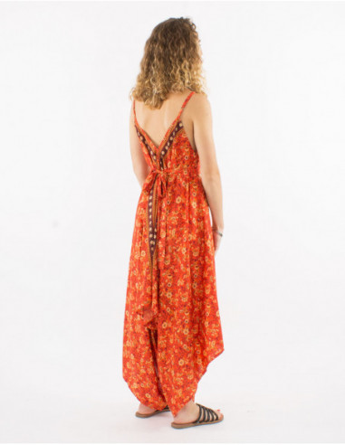 Combi pantalon baba cool original à petites fleurs orange