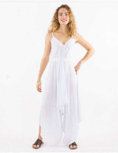 Women's summer jumpsuit fluid chic plain white