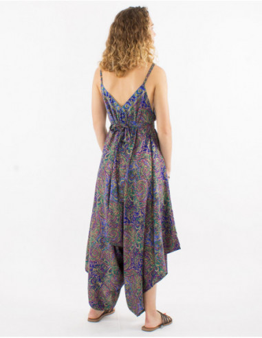Combi pants fluid asymmetrical pattern original blue cashmere