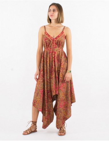Baba cool summer jumpsuit for women with red paisley