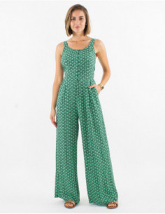 Women's chic halter pant suit with geometric pattern