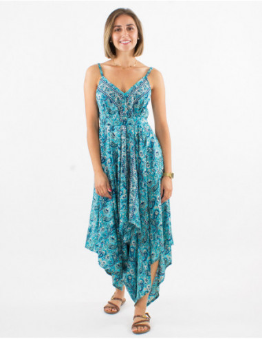 Original baba cool summer flowing jumpsuit with golden flower pattern