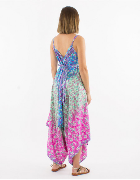 Combi pantalon asymétrique pour l'été 2023 original à motif pastel fleurs rose