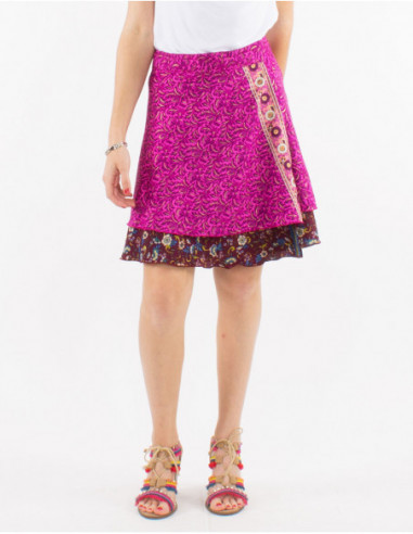 Original baba cool short skirt with wrap-around design in fuchsia pink