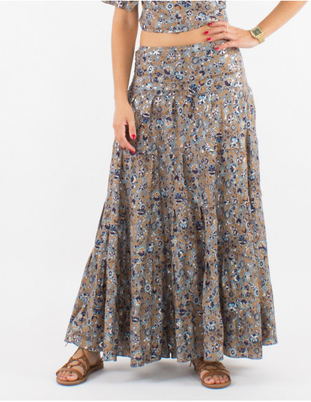 Long flared flowing skirt baba cool floral