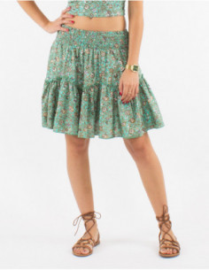 Jupe volante estivale pour femme à motif bohème argenté