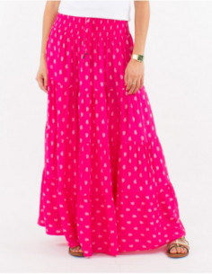 Long skirt with bohemian chic ruffles and small patterns