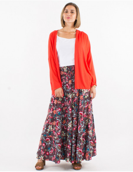 Look chic avec jupe longue à volants originale romantique pour femme à motif fleuri