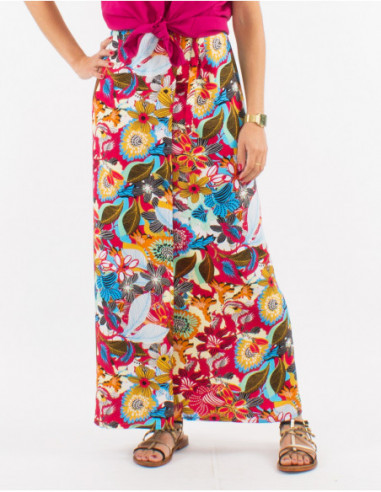 Long flowing wrap skirt with red summer baba cool pattern