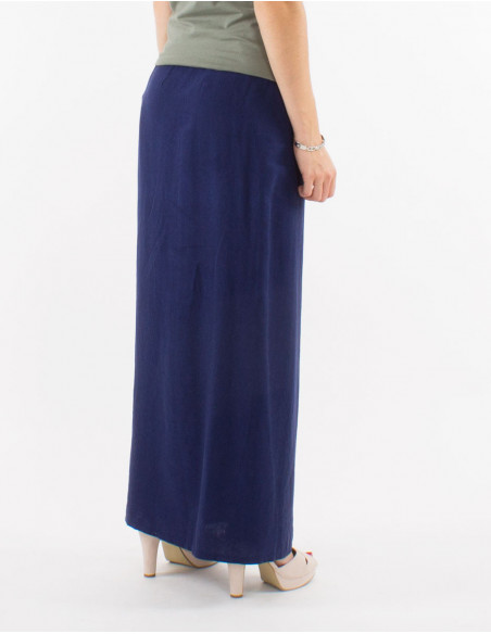 Chic long wrap skirt spring 2023 plain basic navy blue