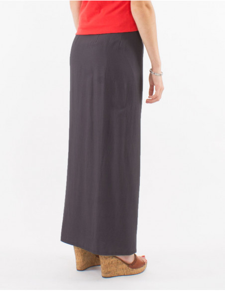 Chic long wrap skirt spring 2023 plain basic gray