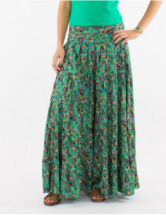 Long skirt with ruffles bohemian woman for the summer with flowery chic print