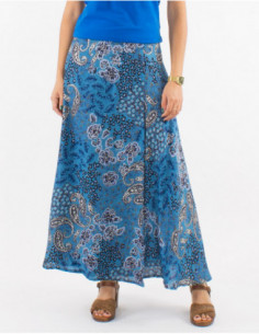 Elegant long flowing skirt with bohemian chic print ideal for summer