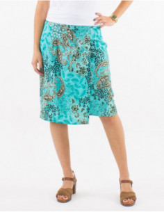 Short skirt to tie on the waist bohemian chic silver paisley