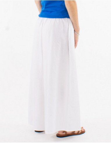 Pantalon simple en coton pour l'été coupe oversize couleur unie blanc
