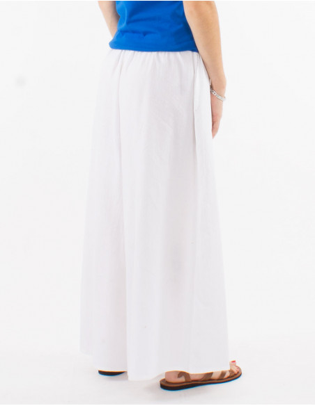 Pantalon simple en coton pour l'été coupe oversize couleur unie blanc