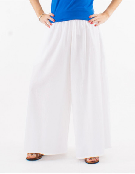 Pantalon large pour femme uni blanc en coton parfait pour le printemps 2023