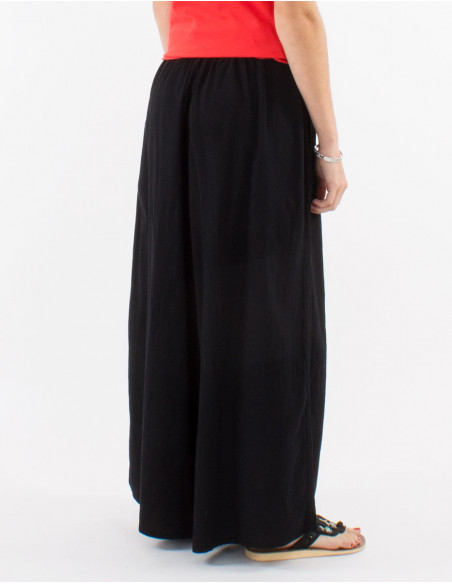 Simple cotton pants for summer oversize cut solid color noir