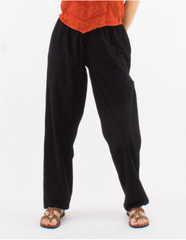 Women's straight cut wide leg pants 100% cotton black