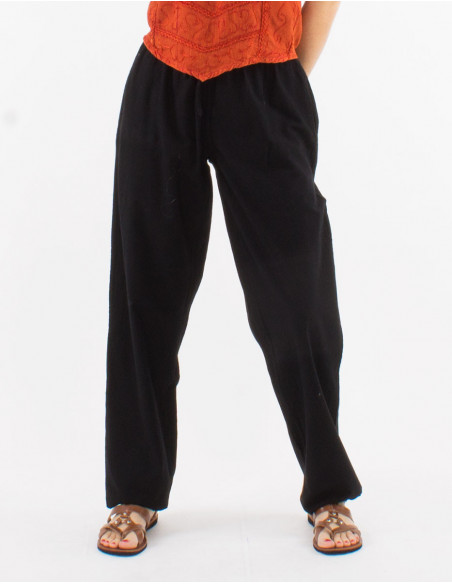 Women's straight cut wide leg pants 100% cotton black