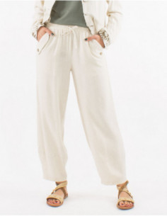 Lightweight summer cotton pants for women in a basic color