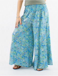 Women's flowing wide-leg pants with romantic smock at the waist
