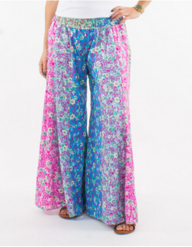 Original baba cool wide pants with pink pastel flower print