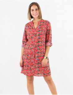 Robe courte en coton femme pour l'été à imprimé estival bohème fleuri 2