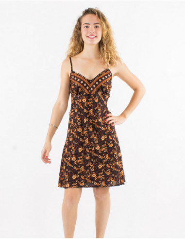 Robe fluide d'été pour femme à imprimé floral boho noir