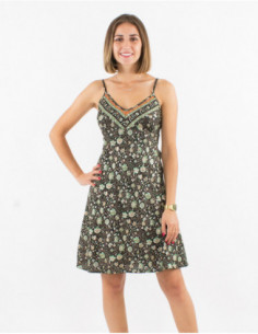 Women's flowing summer dress with floral bohemian print