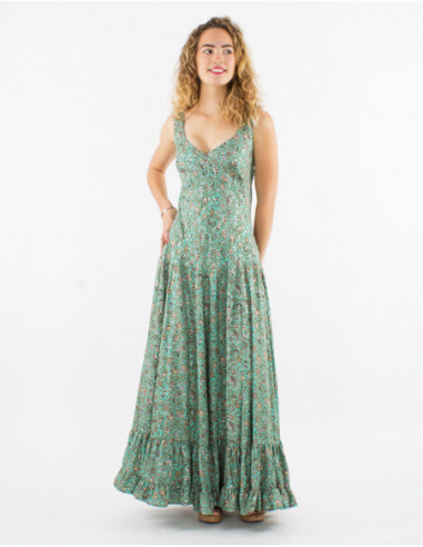 Bohemian chic floral print long dress