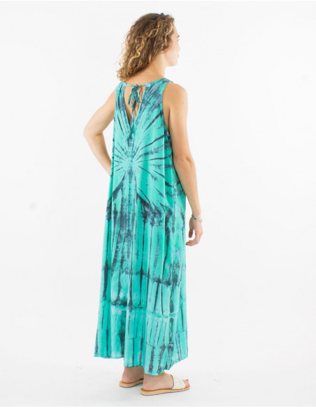 Women's summer maxi dress 2023 baba cool print Tie and Dye salmon mint