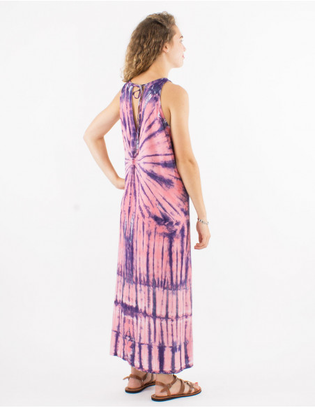 Women's summer maxi dress 2023 baba cool print Tie and Dye salmon pink