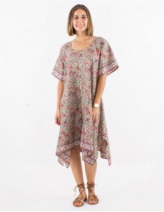 Robe de plage oversize asymétrique motif boho fleuri cachemire 2